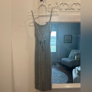 Caution To The Wind Black and White Striped Midi Dress